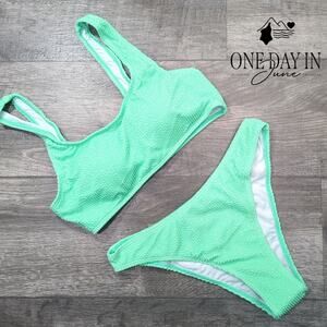 CharmLeaks Smocked Crop Bikini Swimsuit Size M